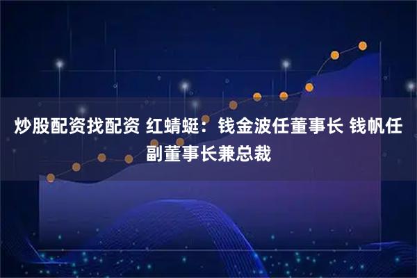 炒股配资找配资 红蜻蜓:钱金波任董事长 钱帆任副董事长兼总裁